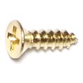 Midwest Fastener Sheet Metal Screw, #6 x 1/2 in, Brass Steel Flat Head Phillips Drive, 50 PK 64121